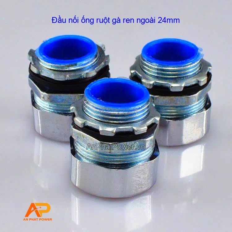 Đầu nối ống ruột gà ren ngoài 24mm
