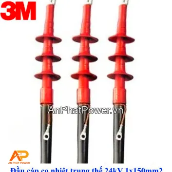 Đầu cáp co nhiệt trung thế 1 pha 24kV 3M cho cáp 1x150mm2 Chính hãng