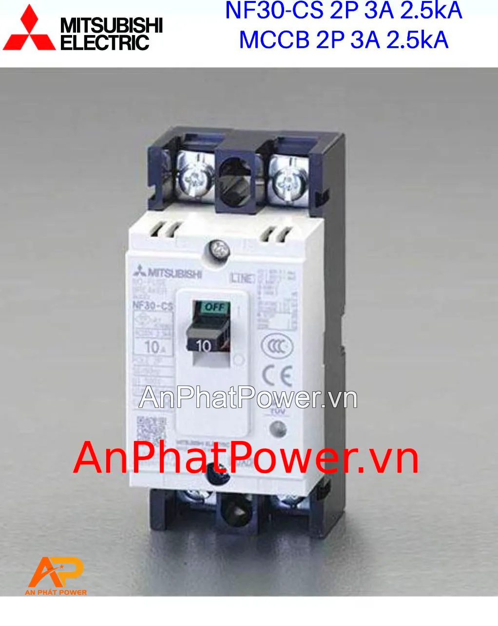 Aptomat khối 2P 3A 2.5kA Mitsubishi NF30-CS Chính hãng