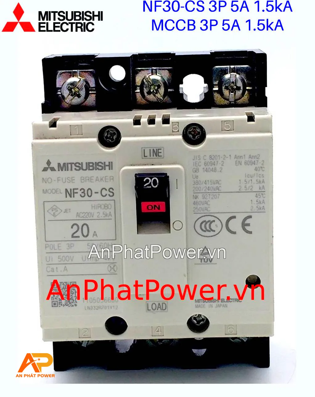 Aptomat khối 3P 5A 1.5kA Mitsubishi NF30-CS Chính hãng